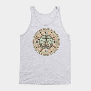 Old Clock Anchor and Octopus Art Drawing Illustration Tank Top